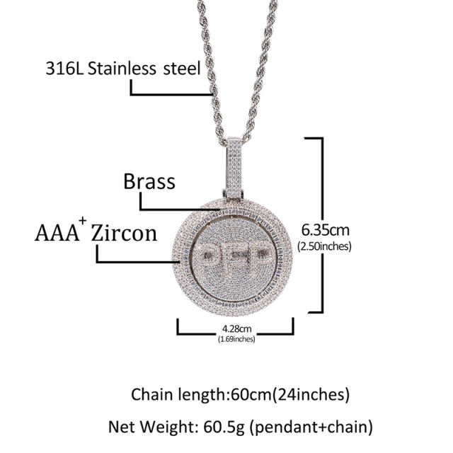 Personalized rotating custom letters pendant necklace
