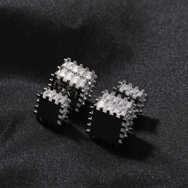 Geometric creative cubic square zirconia stud earrings