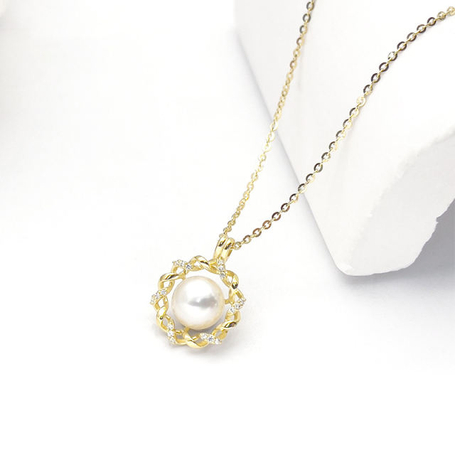 S925 silver single natural freshwater necklace