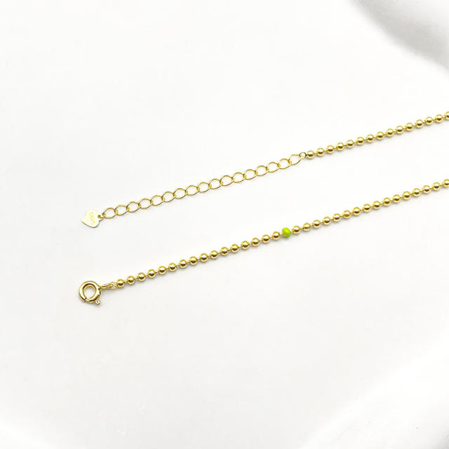 S925 silver small colour drop oil bead necklace