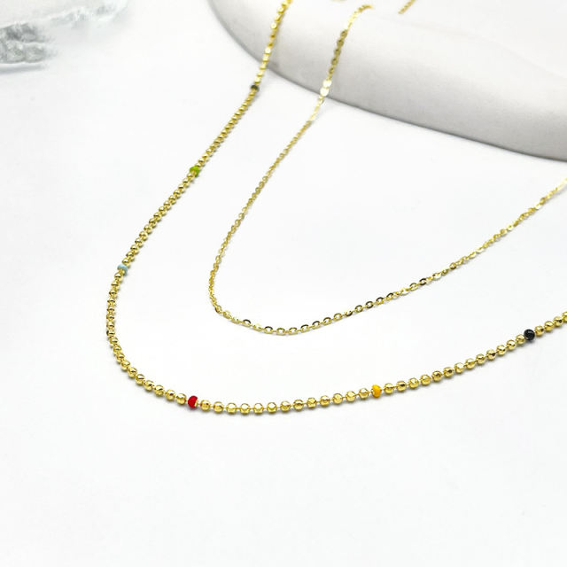 S925 silver double layer rice bead chain necklace