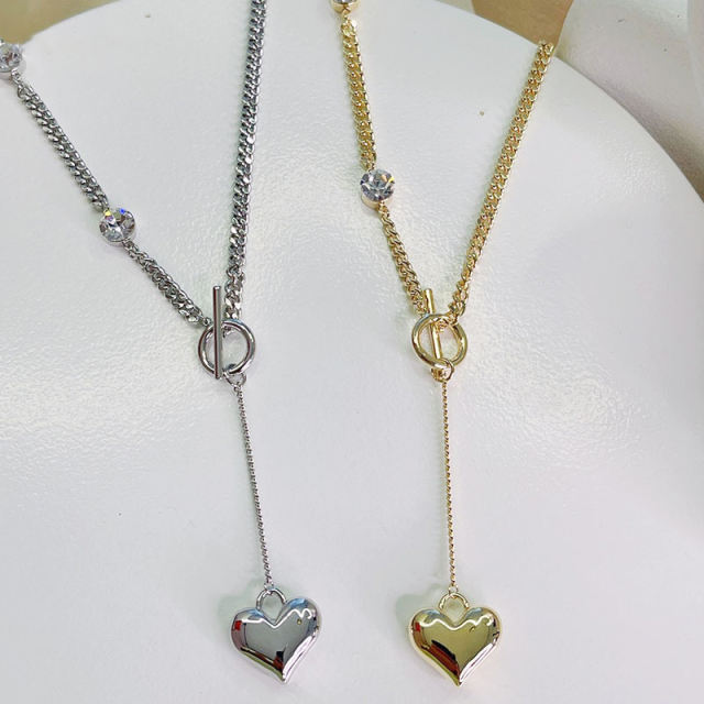 Alloy simple long love heart necklace