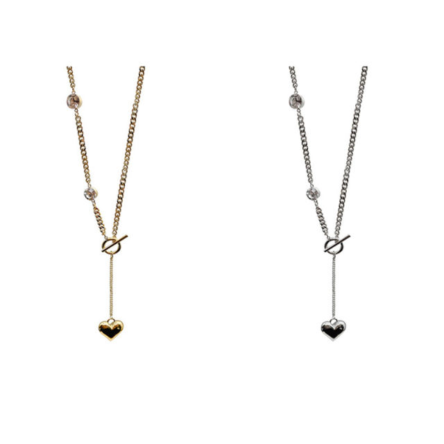 Alloy simple long love heart necklace