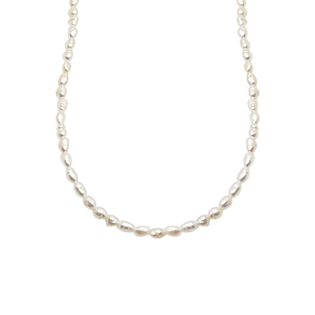 S925 silver pearl bead chain necklace