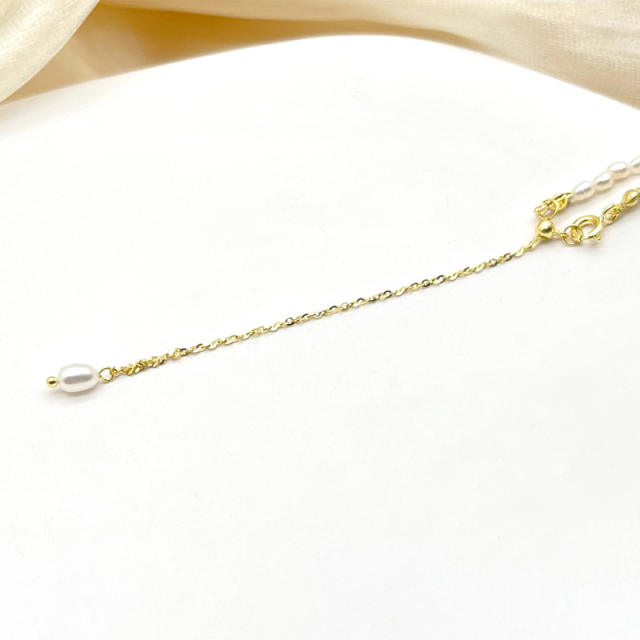 S925 silver pearl bead chain necklace