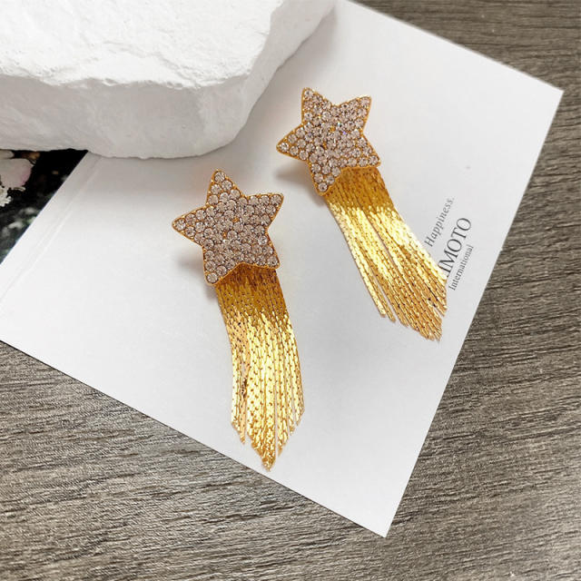 Fashion tassel drop pentagram earrings