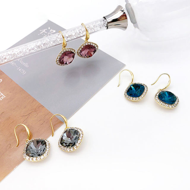 Geometric shiny rhinestone drop earrings