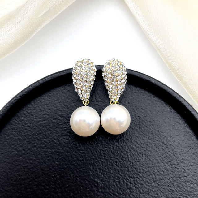 S925 silver needle pearl drop earring