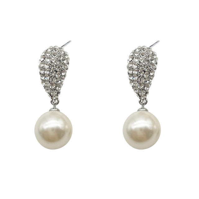 S925 silver needle pearl drop earring