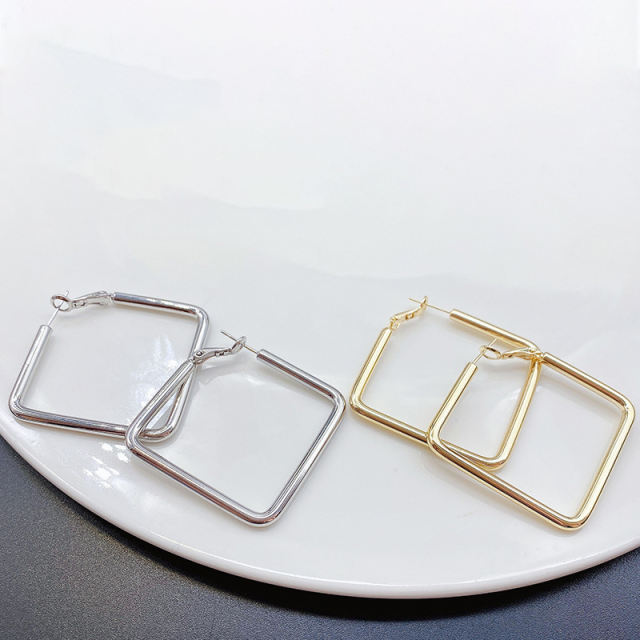 S925 silver needle simple square earrings