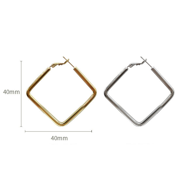 S925 silver needle simple square earrings