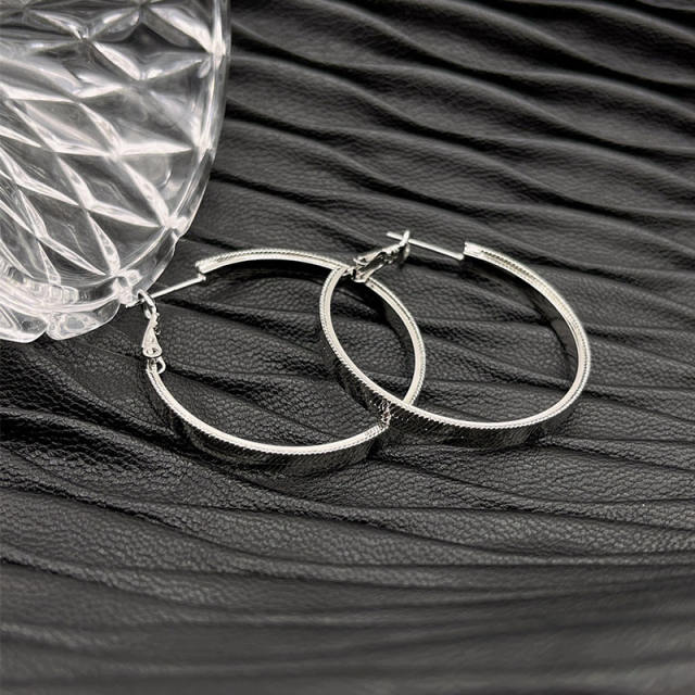 S925 silver needle simple hoop earring