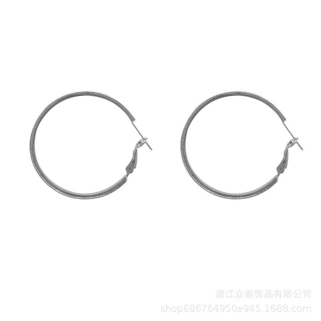 S925 silver needle simple hoop earring