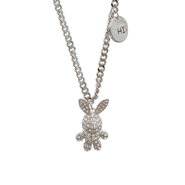 Rhinestone classic rabbit drop necklace