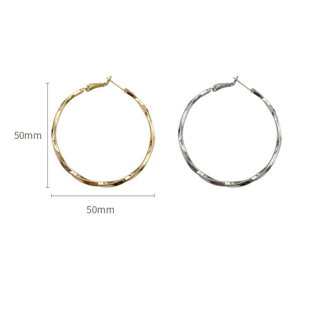 S925 silver needle simple large hoop earring