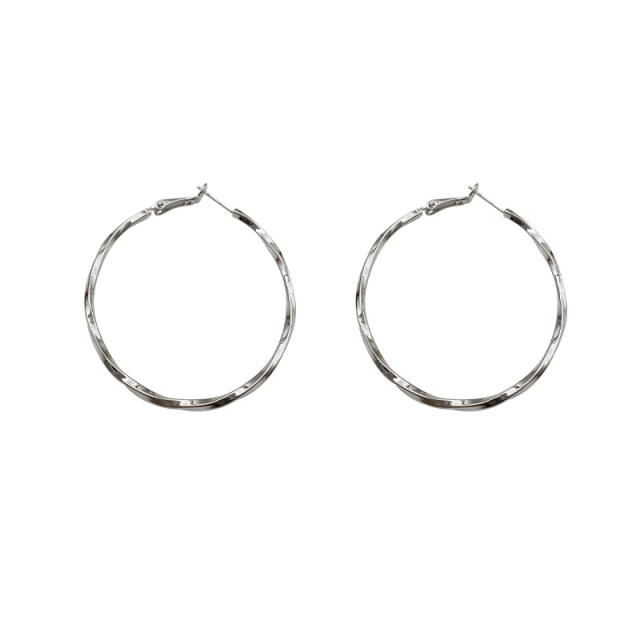 S925 silver needle simple large hoop earring