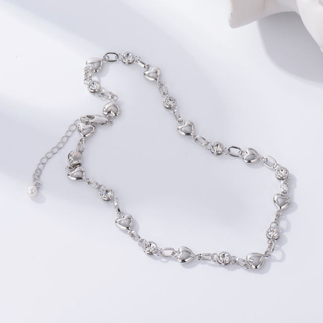 Wholesale zirconia heart chain necklace