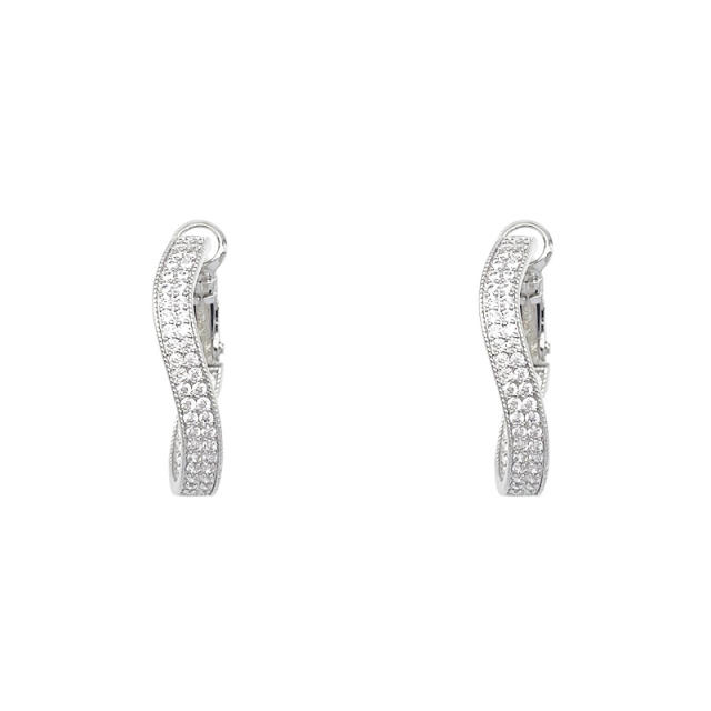 S925 silver needle zirconia huggies earrings