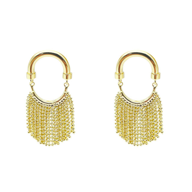 U-shaped chain tassels drop earrings