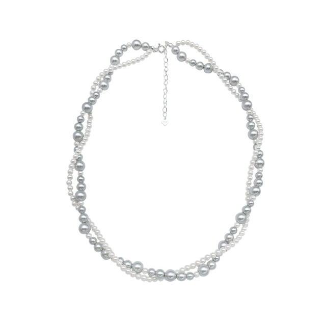 S925 sterling silver bead pearl necklace