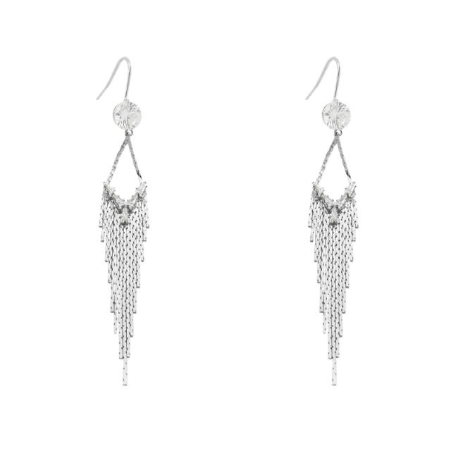 S925 silver needle chain tassel earring