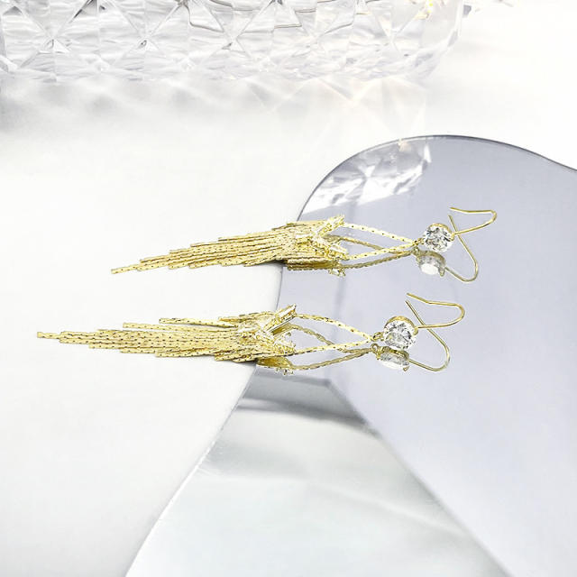 S925 silver needle chain tassel earring